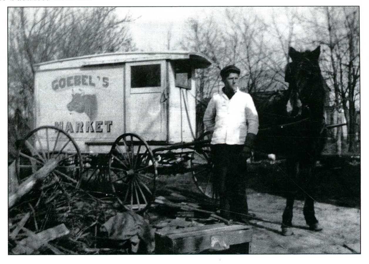 Butcher Valentine Goebel with wagon